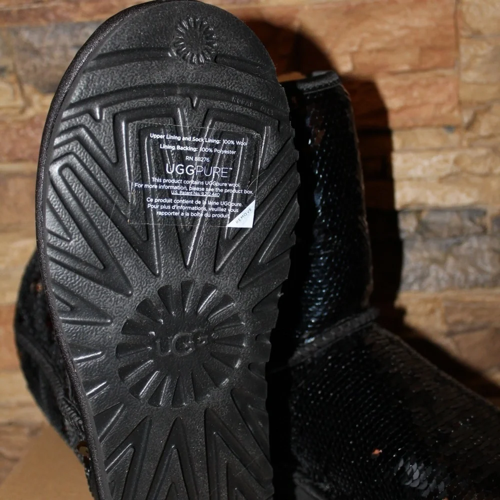 NIB UGG SEQUIN SPARKLE Classic‎ Boots BLACK